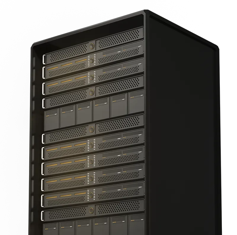 Server with orange lights
